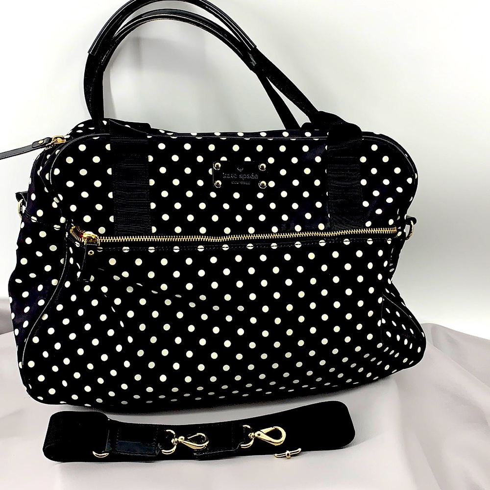 KATE SPADE New York Black with White Polka dots Milla Travel Tote